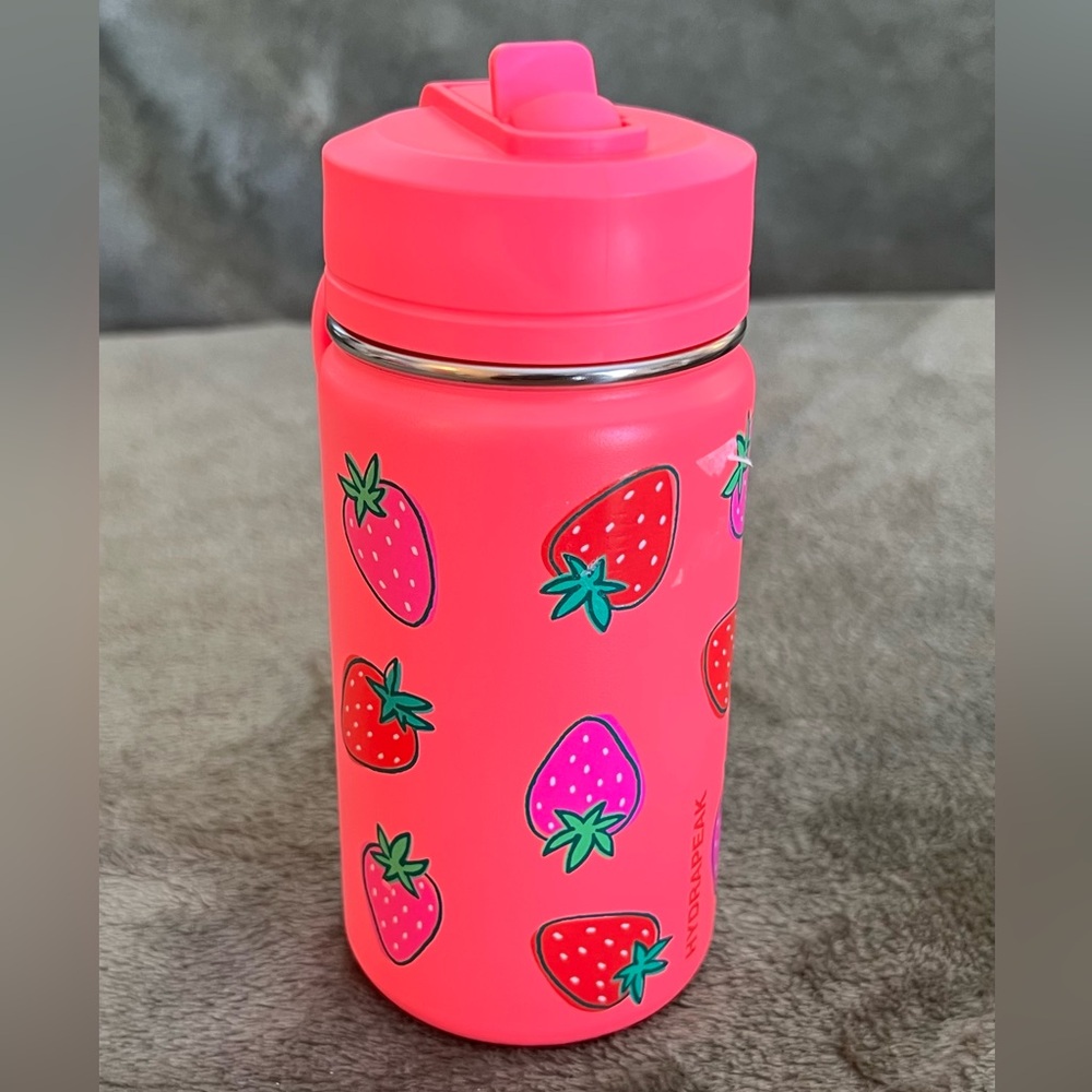 14 oz Hydrapeak Hot Pink (Red & Pink Strawberries) Water Bottle